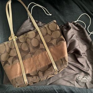 Vintage brown Y2K coach mini tote bag